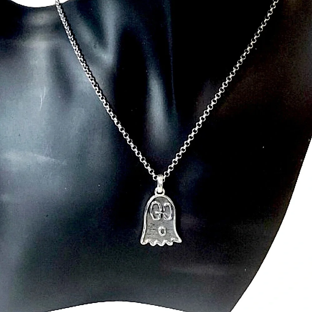 GUCCI Sterling Silver GG Ghost Reversible Necklace 17-20” or 21.5” Unisex NIB